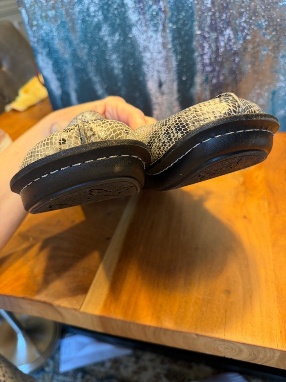 Alegria Boho Snakeskin Leather Mary Jane Clog Mule Gray/Black (GUC) - Picture 14 of 16